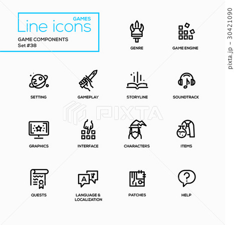 MMOG - modern vector single line icons set 30421090