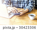 Man with computer, notebook, headse 30423306