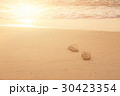 silhouette flip flop shoes on the beach in sunset  30423354
