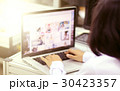 happy Little Girl asia looking at laptop 30423357
