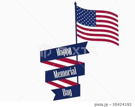 Happy Memorial Day. Ribbon and american flag 30424192