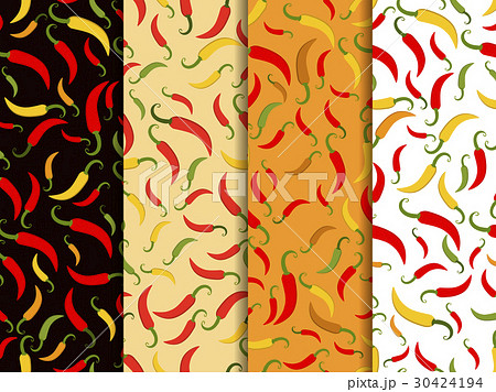 Chili pepper seamless pattern. Set of backgrounds 30424194