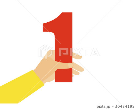 Hand holds number one on white background. Vector Hand holds number one on white background. Vector 30424195