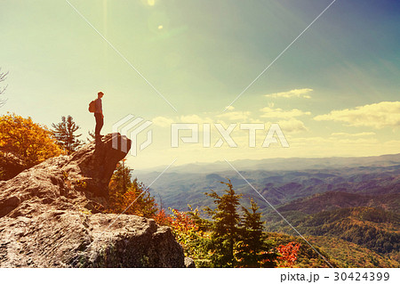 Man walking on the edge of a cliff 30424399