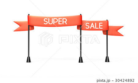 Red banner - super sale. 3d illustration 30424892