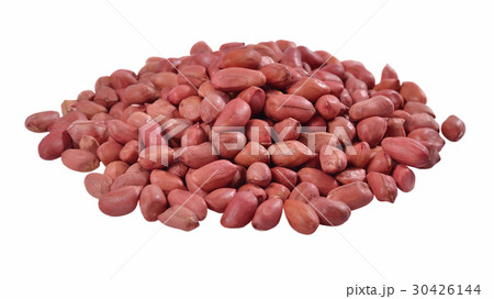 Heap of peeled peanuts on a white 30426144