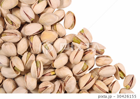 Heap of pistachios on a white background 30426155