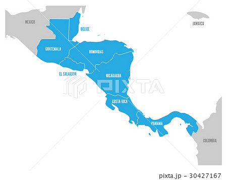 Map of Central America region with blue 30427167