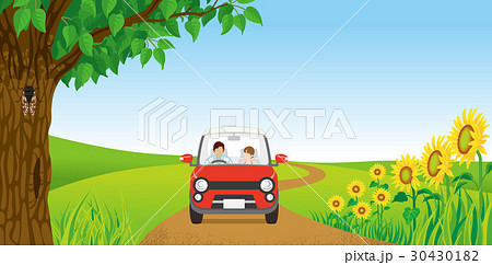 夏の田舎道でドライブするカップル 夏の田舎道でドライブするカップル 30430182
