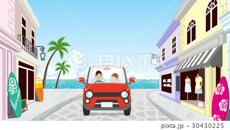 海辺の街をドライブするカップル　顔なし 30430225