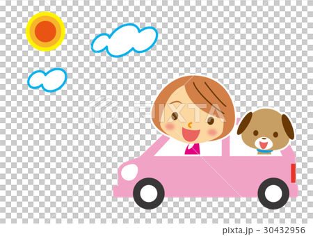 ドライブ　ワンちゃんとお姉さん 30432956