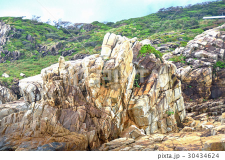 花崗岩のムシロ瀬の写真素材