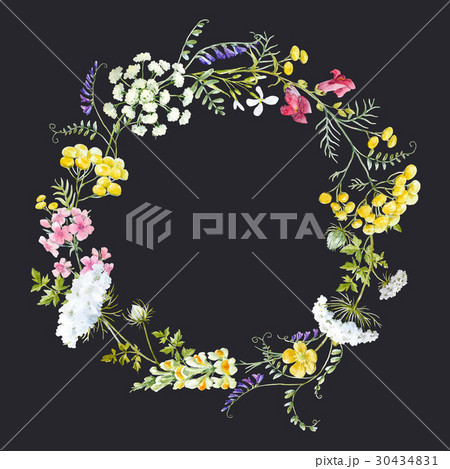 Watercolor floral wreath 30434831