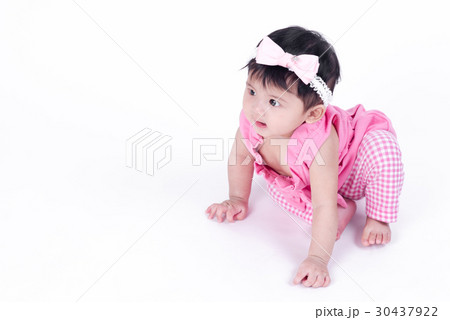 Asian girl 6 months old on a white background. Asian girl 6 months old on a white background. 30437922