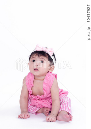 Asian girl 6 months old on a white background. Asian girl 6 months old on a white background. 30437927