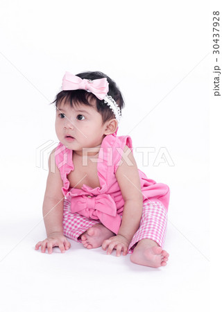 Asian girl 6 months old on a white background. Asian girl 6 months old on a white background. 30437928