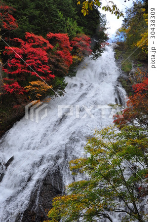 紅葉と奥日光湯滝の写真素材