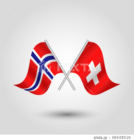 vector two crossed norwegian and swiss flags 30439510