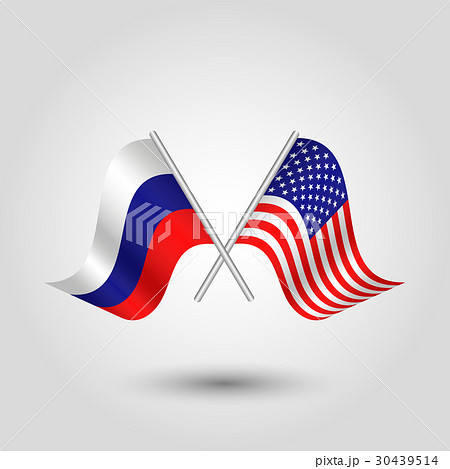 vector two crossed russian and american flags 30439514