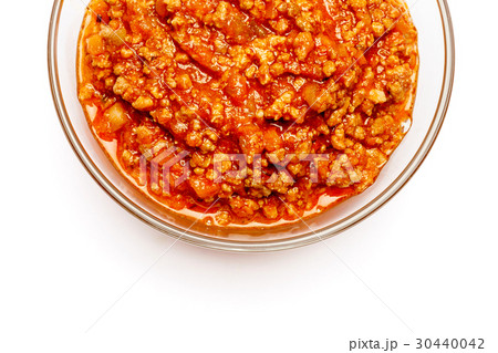 Spaghetti bolognese sauce in glass pot Spaghetti bolognese sauce in glass pot 30440042