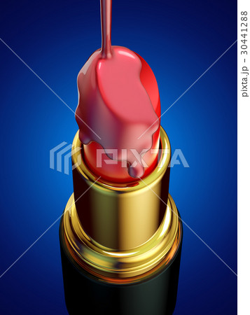 Red lipstick on blue background Red lipstick on blue background 30441288