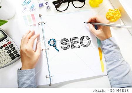 Person drawing SEO concept 30442818