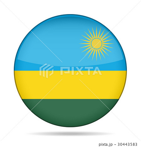 Flag of Rwanda. Shiny round button.