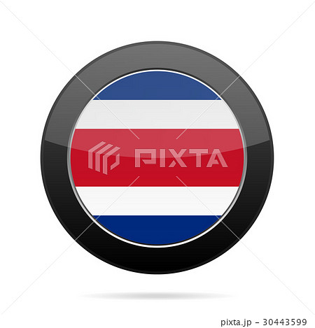 Flag of Costa Rica. Shiny black round button.