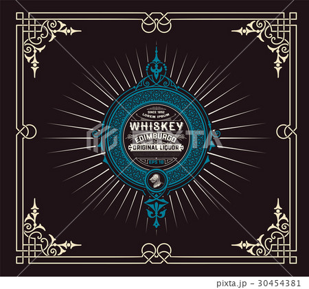 Whiskey label with old ornaments. Whiskey label with old ornaments. 30454381