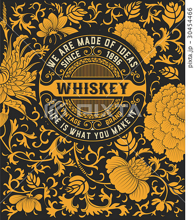 Floral background with whiskey logo 30454466