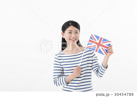 女性　国旗　イギリス 30454789