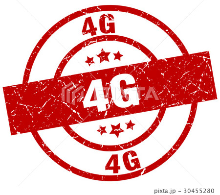4g round red grunge stamp 30455280