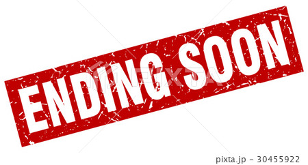 square grunge red ending soon stamp 30455922
