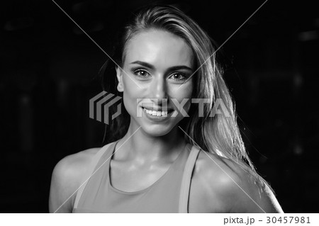 portrait of beautiful sexy girl on background of gym 30457981