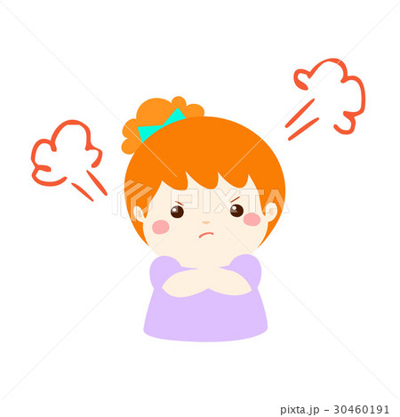Cute cartoon angry girl character vector. - Stock Illustration [30460191] -  PIXTA