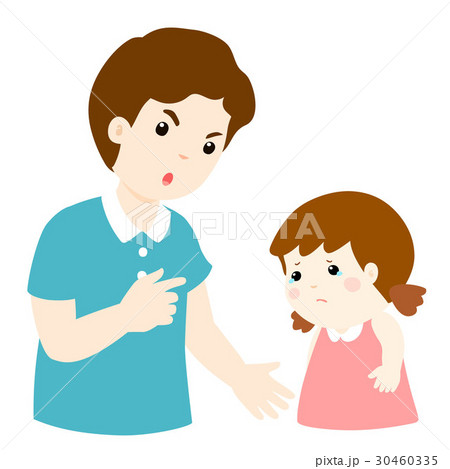 Father scolds his daughter cartoon vector. 30460335
