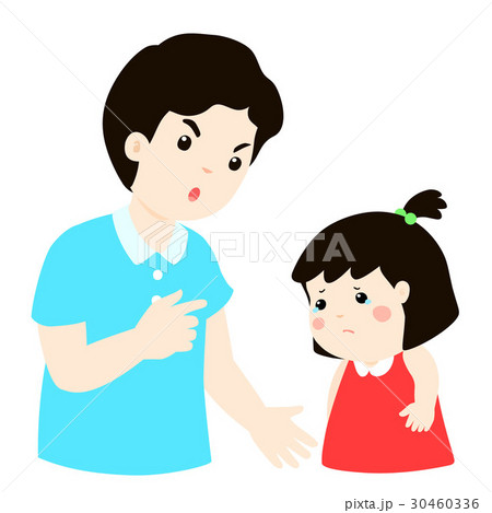 Father scolds his daughter cartoon vector. 30460336