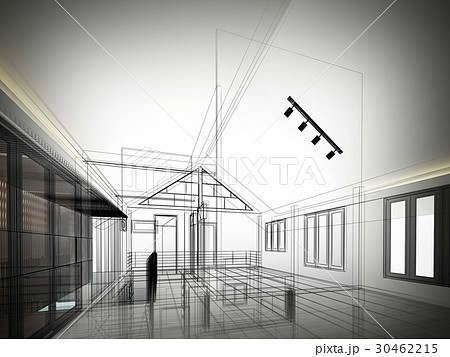 sketch design of interior space ,3d  render 30462215