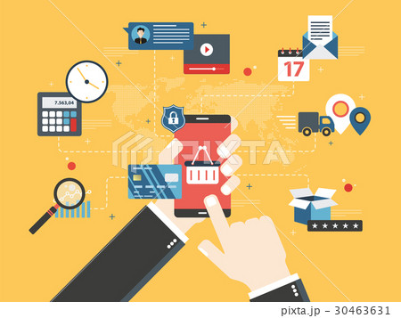 Purchase in store online on smartphone. 30463631