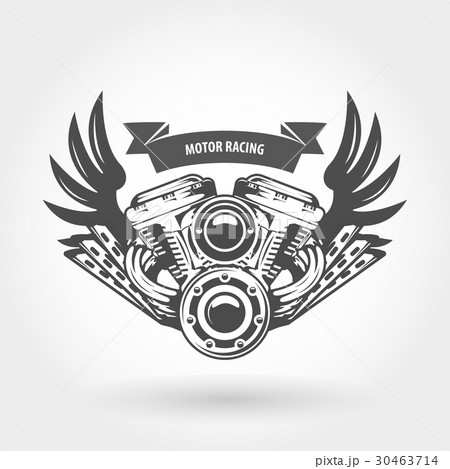 Winged motorcycle engine emblem - chopper motor 30463714