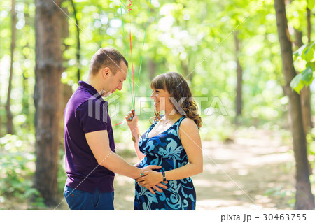 Portrait of a caucasian pregnant woman and her Portrait of a caucasian pregnant woman and her 30463755