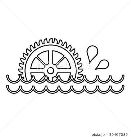 Old water wheel icon, outline style 30467086