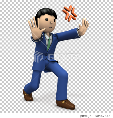 全身を使って阻止する若いビジネスパーソン 30467842