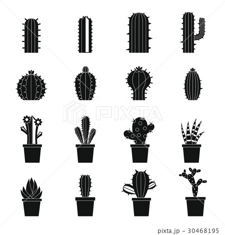 Different cactuses icons set, simple style Different cactuses icons set, simple style 30468195
