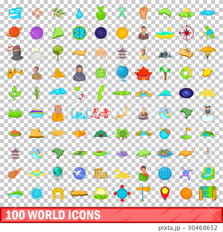 100 world icons set, cartoon style 100 world icons set, cartoon style 30468652