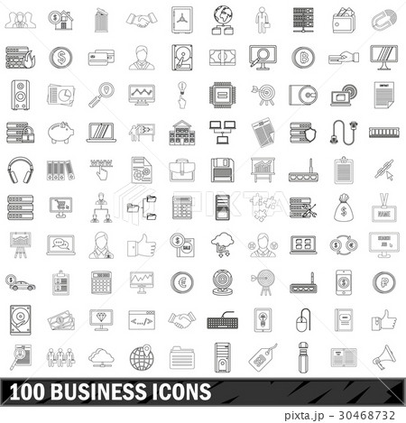 100 business icons set, outline style 100 business icons set, outline style 30468732
