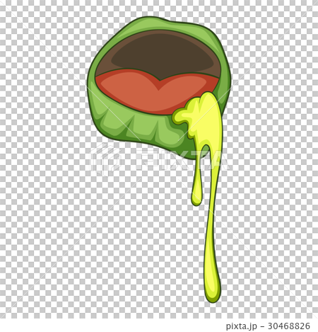 Zombie mouth with mucus icon, cartoon style 30468826