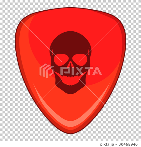 Red guitar pick with a skul icon, cartoon style Red guitar pick with a skul icon, cartoon style 30468940