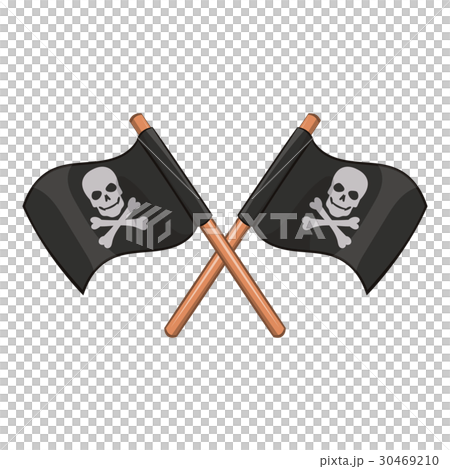 Crossed pirate flags icon, cartoon style 30469210