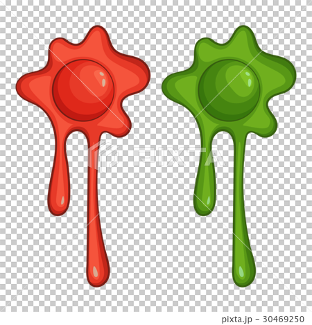 Red and green slime spot icon, cartoon style 30469250